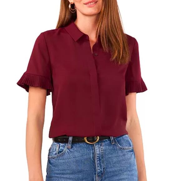 Vince Camuto Tops - Vince Camuto Ruffle Sleeve blouse crisp merlot - XS